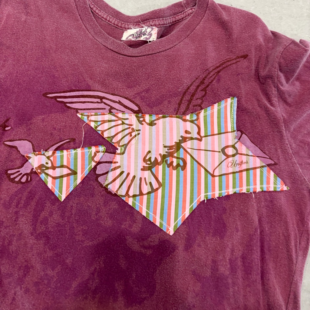 Unified Men’s Xl T-Shirt In Maroon With Striped Bird Graphic